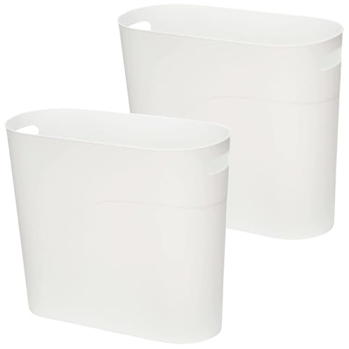 AYSUM 2er Pack 12L Slim Waste Basket Plastic Trash Can Small Plastic Bin Slim Garbage Container Bin with Handle for Home Kitchen Bathroom Bedroom Office, White AYSUM 2er Pack 12L Slim Waste Basket Plastic Trash Can Small Plastic Bin Slim Garbage Container Bin with Handle for Home Kitchen Bathroom Bedroom Office, White von AYSUM