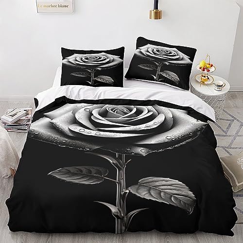 AYSUM 3D Roses Bettbezug Schlafhilfe Steppdeckenbezug Mit Liebe Bed Linen Sets Verschiedene Größen Bettdeckenbezug Verstecktes Scharnier Bettwäsche Garnitur Double（200x200cm） von AYSUM