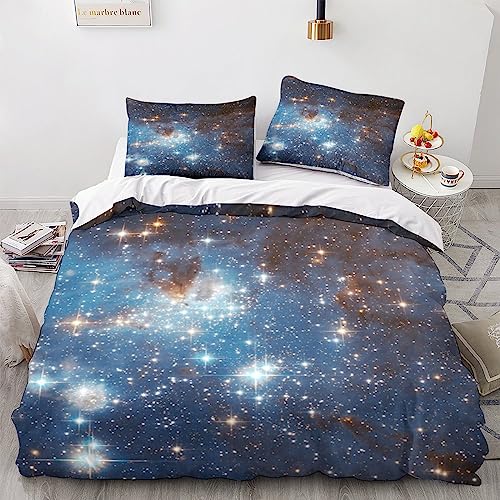 AYSUM Bright Stars Bed Linen Sets The Night Sky Bettbezug Microfaser Baumwolle Bettwäsche Set Mikrofaser Mit Reißverschluss Für Erwachsene Und Kinder King（220x240cm） von AYSUM