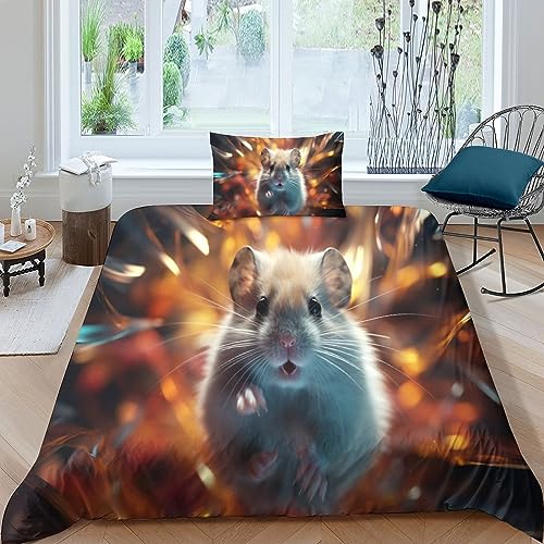 AYSUM Hamsters Bettbezug-Set Premium Superweiche Bettdeckenbezug Kollektion - Leichter, Kühlender Bedding Set Weicher, Strukturierter Cute Critters Bettwäsche Single（135x200cm） von AYSUM