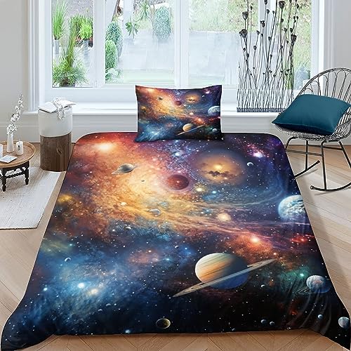 Vicky0415_galaxy_with_planets_and_stars_503fcfe0-70d1-4497-9193-7f177163a5d9 Weichs Bedding Set Microfaser Bettdeckenbezug Reißverschluss Bettbezug Weichs Bettwäsche Set Wärme Steppdeckenbezug Für von AYSUM