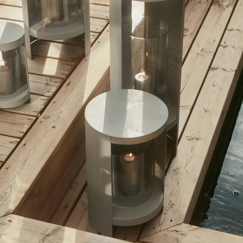AYTM Laterne Ora, graubraun, Höhe 28,2 cm, Glas, Aluminium von AYTM