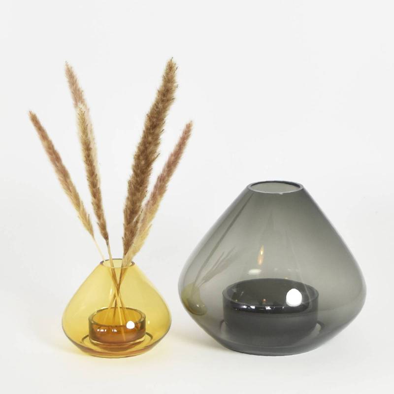 AYTM Laterne Uno, Vase, bernstein, Ø 14 cm, Höhe 11 cm, Glas von AYTM