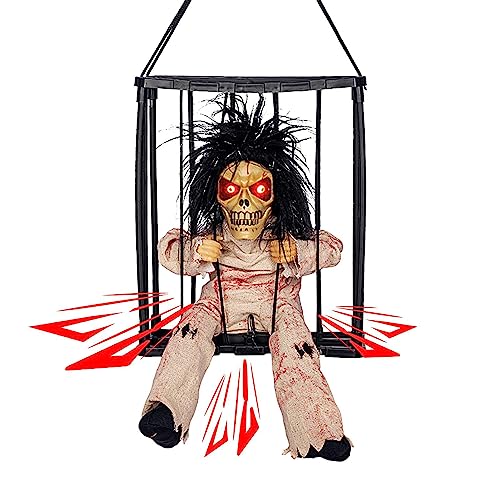 Halloween Animation Decor - Halloween Animation Realistisches Gefangenenskelett - Gruselige Halloween Schädel Bewegungssensor Dekoration | Elektrisch hängende leuchtende Augen Gefangener Geist Garten Halloween Animation Decor - Halloween Animation Realistisches Gefangenenskelett - Gruselige Halloween Schädel Bewegungssensor Dekoration | Elektrisch hängende leuchtende Augen Gefangener Geist Garten von AYUMN