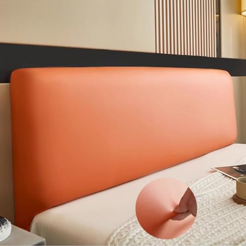 AYUOEODM Bettkopfteil Hussen Bett Kopfteil Bezug/Überzug 180 Leder,Elastisch Kopfteilbezug Schwarz,Staubdichte Dehnbare Schutzhülle Für Schlafzimmer Kopfteil (Color : Orange, Size : 110-130cm) von AYUOEODM