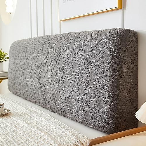 Bett Kopfteil Bezug Bettkopfteil Hussen,Stretch Kopfteilbezug Schonbezug,Rückenschutz All-Inclusive Slipcover,für Gepolsterte Schlafzimmer Kopfteil Jacquard-samt Stoff ( Color : Dark Gray A , Size : 1 von AYUOEODM
