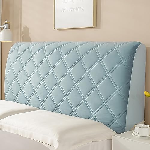 Bett Kopfteil Bezug Bettkopfteil Hussen Schonbezug Für Kopfteil Bett 180/160/140/200cm Weicher Strecken Samtstoff,Staubdichte All-Inclusive Bedside Decoration Protector ( Color : Blu , Size : 150cm(59 von AYUOEODM