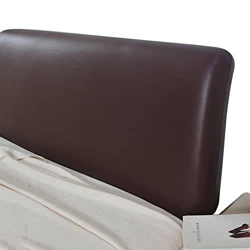 Bettkopfteil Hussen Bett Kopfteil Bezug/Überzug Elastisch Leder Kopfteilbezug Schwarz,Staubdichte All-Inclusive Dehnbare Schutzhülle Für Schlafzimmer Kopfteil ( Color : Coffee , Size : 140-160cm ) von AYUOEODM