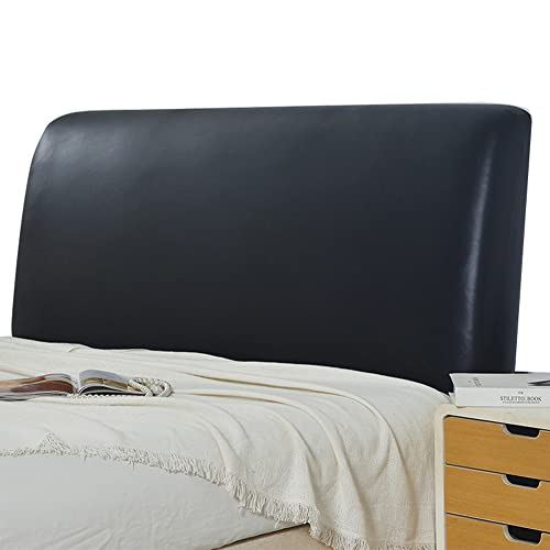 Bettkopfteil Hussen Bett Kopfteil Bezug/Überzug Elastisch Leder Kopfteilbezug Schwarz,Staubdichte All-Inclusive Dehnbare Schutzhülle Für Schlafzimmer Kopfteil ( Color : Nero , Size : 190-210cm ) von AYUOEODM