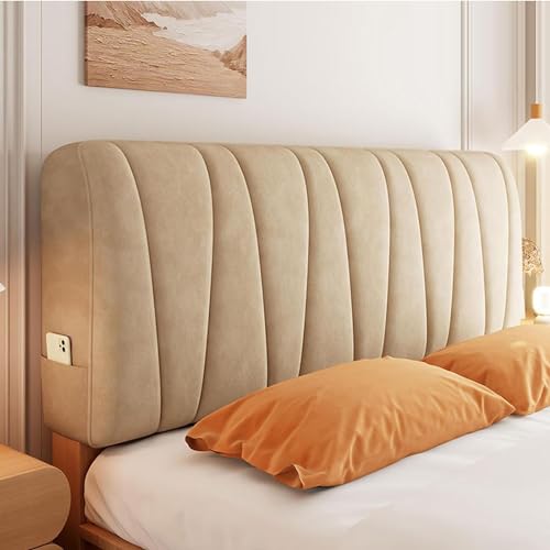 Kopfteilbezug Bett Kopfteil Bezug/Überzug,Weicher Strecken Samtstoff,gepolsterte Bettkopfteil Hussen Dehnbar Waschbar All-Inclusive Staubdichte Schutzhülle ( Color : Brown , Size : 140cm(55.1inch) ) von AYUOEODM