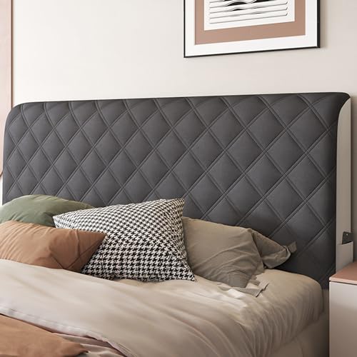 Kopfteilbezug Bett Kopfteil Bezug/Überzug,Weicher Strecken Samtstoff,gepolsterte Bettkopfteil Hussen Dehnbar Waschbar All-Inclusive Staubdichte Schutzhülle ( Color : Dark grey , Size : 220cm(86inch) ) von AYUOEODM