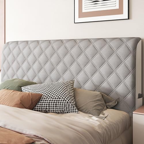 Kopfteilbezug Bett Kopfteil Bezug/Überzug,Weicher Strecken Samtstoff,gepolsterte Bettkopfteil Hussen Dehnbar Waschbar All-Inclusive Staubdichte Schutzhülle ( Color : Grey , Size : 100cm(39.3inch) ) von AYUOEODM