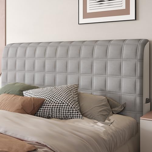 Kopfteilbezug Bett Kopfteil Bezug/Überzug,Weicher Strecken Samtstoff,gepolsterte Bettkopfteil Hussen Dehnbar Waschbar All-Inclusive Staubdichte Schutzhülle ( Color : Grey-3 , Size : 210cm(83inch) ) von AYUOEODM