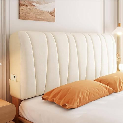 Kopfteilbezug Bett Kopfteil Bezug/Überzug,Weicher Strecken Samtstoff,gepolsterte Bettkopfteil Hussen Dehnbar Waschbar All-Inclusive Staubdichte Schutzhülle ( Color : Milk White , Size : 140cm(55.1inch von AYUOEODM