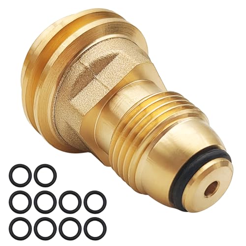 AYWFEY 1 Stück POL auf QCC1 Propantank-Adapter, mit 10 Stück Propantank-O-Ringen, wandelt POL LP Tank-Service-Ventil in QCC1 / Typ 1 Schlauch oder Regler massiv alt zu neu, Messing AYWFEY 1 Stück POL auf QCC1 Propantank-Adapter, mit 10 Stück Propantank-O-Ringen, wandelt POL LP Tank-Service-Ventil in QCC1 / Typ 1 Schlauch oder Regler massiv alt zu neu, Messing von AYWFEY