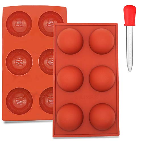 AYWFEY 2er Pack Große 6-Kavitäten-Halbkugel-Silikonform, 6-Loch-Backformen für Heißschokoladen-Kakaokuchen Candy Jelly Dome Mousse Pudding Cupcake Handgemachte Seifenherstellung AYWFEY 2er Pack Große 6-Kavitäten-Halbkugel-Silikonform, 6-Loch-Backformen für Heißschokoladen-Kakaokuchen Candy Jelly Dome Mousse Pudding Cupcake Handgemachte Seifenherstellung von AYWFEY