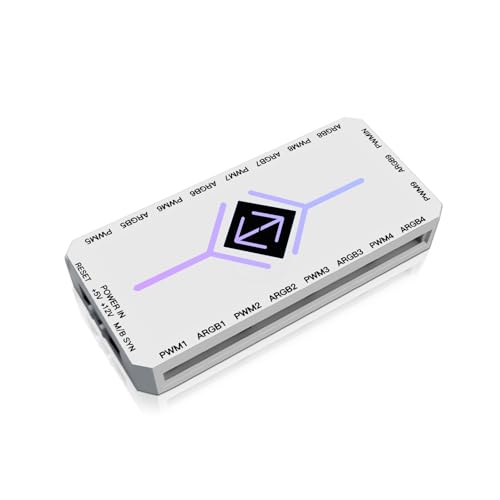2-in-1 ARGB PWM Fan Hub mit Controller AYWHP 9 x 4Pin PWM Fan 5V 3Pin ARGB Ports Anschlüsse Kabellos RGB Controller mit Fernbedienung（Weiß） von AYWHP