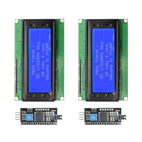 AYWHP 2 PCS 20x4 2004 LCD Display Modul mit TWI IIC I2C Interface - Blauer 5V LCD Bildschirm Kompatibel mit Arduino, Raspberry Pi Pico, ESP32 & ESP8266 von AYWHP