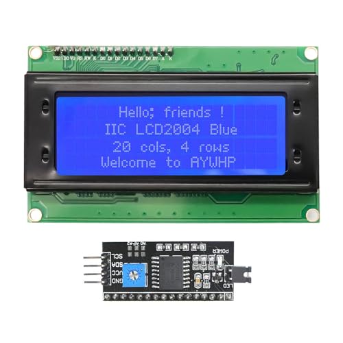 AYWHP 20x4 2004 LCD Display Modul, LCD 2004 Module, DC 5V LCD-Bildschirm-Anzeigemodul Zeichen Bildschirm mit TWI IIC I2C Serial Kompatibel mit Arduino Raspberry Pi Pico ESP32 ESP8266(Blau/2004) von AYWHP