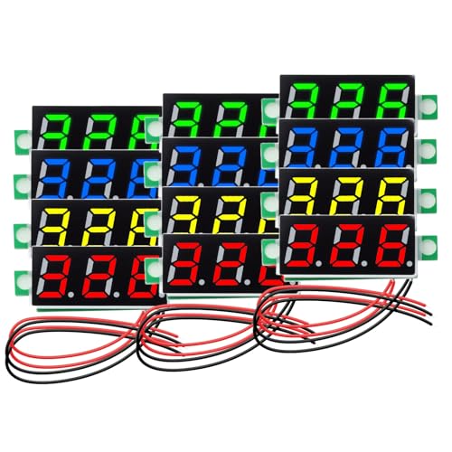 AYWHP 12 Stück 0,28 Zoll Mini Digital Voltmeter DC 2.5-30V - Präzise LED Spannungsanzeige mit Verpolungsschutz, 2-Draht Digital Voltmeter für Auto Motorrad Elektronik Projekte von AYWHP