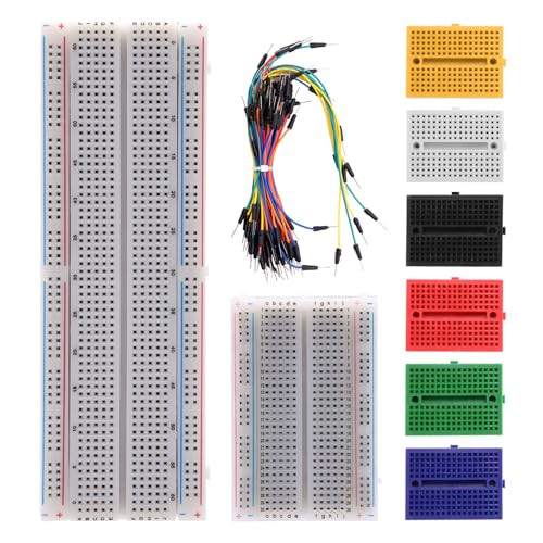 AYWHP 6X Mini Breadboard Kit 170Punkte (6 Farben) + 1x Steckplatine 400Punkte + 1x Breadboard 830Punkte Lötfrei + 65 Flexible Steckbrücken Steckbrett Elektronik Kompatibel mit Arduino, DIY-Projekte von AYWHP
