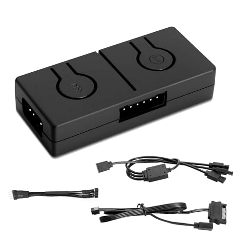 AYWHP RGB Converter 12V zu 5V ARGB Controller Hub - Dual Control mit Mainboard-Sync/Manueller Steuerung, 5V/3Pin 12V/4Pin ARGB Adapter, Kompatibel mit RGB Mainboards AYWHP RGB Converter 12V zu 5V ARGB Controller Hub - Dual Control mit Mainboard-Sync/Manueller Steuerung, 5V/3Pin 12V/4Pin ARGB Adapter, Kompatibel mit RGB Mainboards von AYWHP