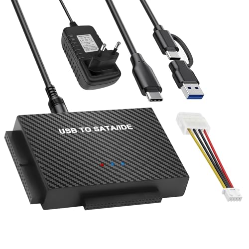 AYWHP SATA auf USB 3.2 Adapter Universal USB Festplatten Konverter für 2,5 und 3,5 Zoll SATA & IDE HDD/SSD mit 12V/2A Netzteil Kompatible Windows/Linux/Mac OS von AYWHP