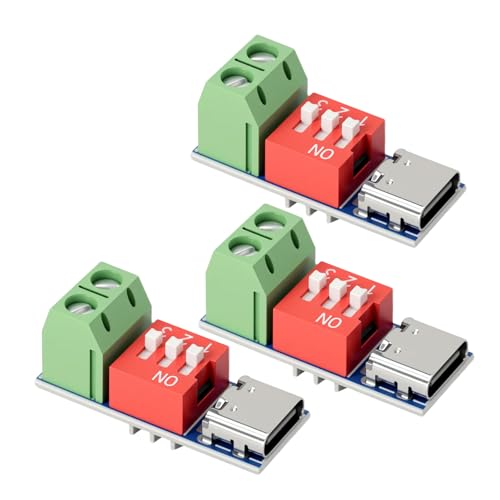 AYWHP USB-C PD Trigger Board Modul, PD/QC Decoy Board mit DIP-Schalter für 5V/9V/12V/15V/20V Schnellladung, Power Delivery Boost-Modul, Kompatibel mit PD3.0/2.0 & QC（3 Stück） von AYWHP