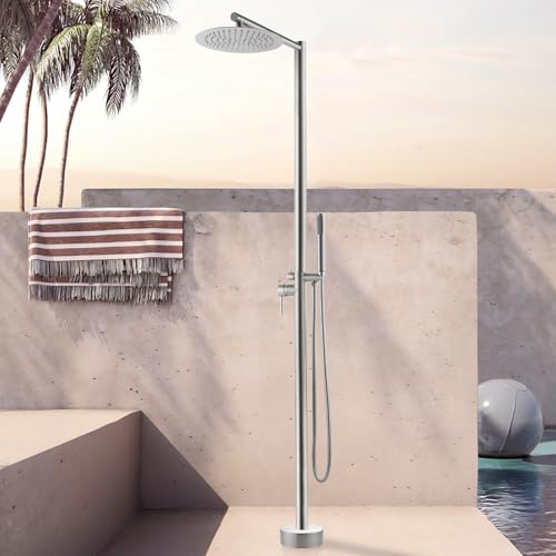 AYWSTC Freistehende Außendusche – Außendusche für Hinterhof, Garten, Schwimmbad, Strand, Innenhof – Außendusch-Sets mit 25,4 cm Regenduschkopf und Handbrause, gebürstetes Nickel AYWSTC Freistehende Außendusche – Außendusche für Hinterhof, Garten, Schwimmbad, Strand, Innenhof – Außendusch-Sets mit 25,4 cm Regenduschkopf und Handbrause, gebürstetes Nickel von AYWSTC