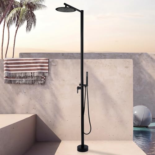 Freistehende Außendusche – Außendusche für Hinterhof, Garten, Schwimmbad, Strandhof – Außendusch-Sets mit 25,4 cm Regenduschkopf und Handheld, Mattschwarz Freistehende Außendusche – Außendusche für Hinterhof, Garten, Schwimmbad, Strandhof – Außendusch-Sets mit 25,4 cm Regenduschkopf und Handheld, Mattschwarz von AYWSTC