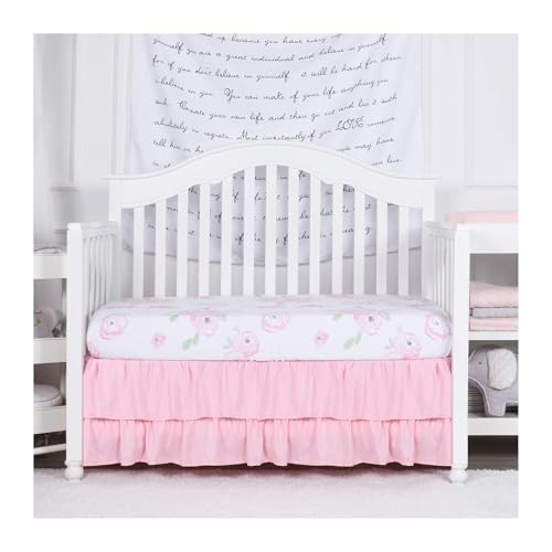 AYWTIUN Bettrock für Babybett Doppellagiger, weicher Rüschen-Bettrock mit Bettoberfläche – Kinderbettbezug for Mädchen und Jungen(Pink,70x140x36cm) von AYWTIUN