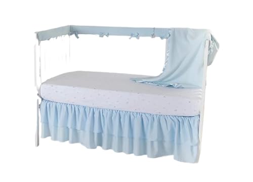 AYWTIUN Bettrock für Babybett Doppellagiger, weicher Rüschen-Bettrock mit Bettoberfläche – Kinderbettbezug for Mädchen und Jungen(Sky Blue,70x140x36cm) von AYWTIUN