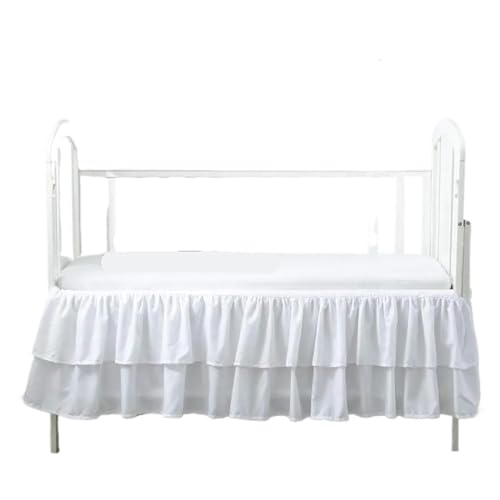 AYWTIUN Bettrock für Babybett Doppellagiger, weicher Rüschen-Bettrock mit Bettoberfläche – Kinderbettbezug for Mädchen und Jungen(White,60x120x36cm) von AYWTIUN