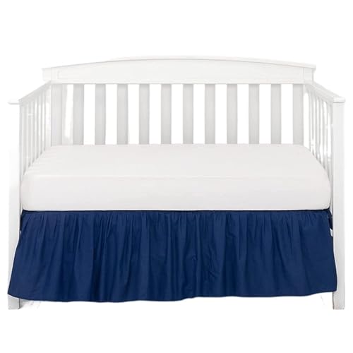 AYWTIUN Bettrock für Babybett Kinderbettrock mit weißen Oberlaken – 4 Seiten plissierten Rüschen for Jungen und Mädchen, Kleinkind-Kinderzimmer-Tagesdecke(Dark Blue,50x100x36cm) von AYWTIUN