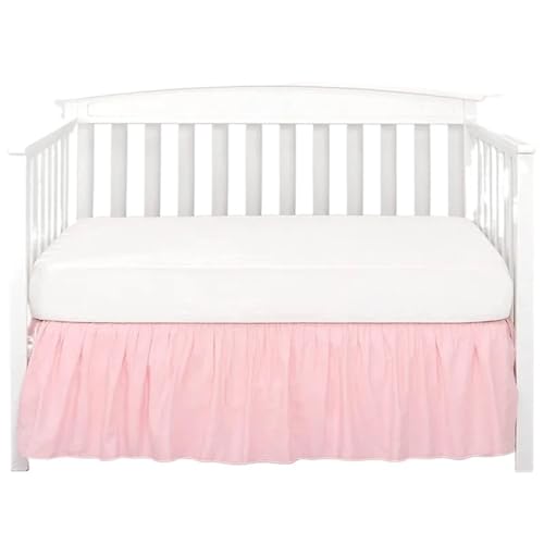 AYWTIUN Bettrock für Babybett Kinderbettrock mit weißen Oberlaken – 4 Seiten plissierten Rüschen for Jungen und Mädchen, Kleinkind-Kinderzimmer-Tagesdecke(Pink,60x120x36cm) von AYWTIUN