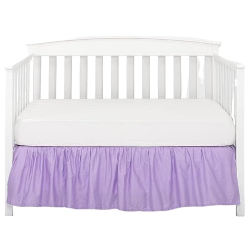 AYWTIUN Bettrock für Babybett Kinderbettrock mit weißen Oberlaken – 4 Seiten plissierten Rüschen for Jungen und Mädchen, Kleinkind-Kinderzimmer-Tagesdecke(Purple,70x140x36cm) von AYWTIUN
