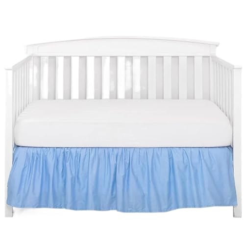 AYWTIUN Bettrock für Babybett Kinderbettrock mit weißen Oberlaken – 4 Seiten plissierten Rüschen for Jungen und Mädchen, Kleinkind-Kinderzimmer-Tagesdecke(Sky Blue,50x100x47cm) von AYWTIUN