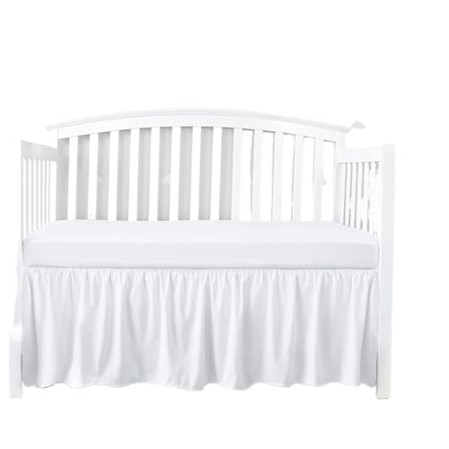 AYWTIUN Bettrock für Babybett Kinderbettrock mit weißen Oberlaken – 4 Seiten plissierten Rüschen for Jungen und Mädchen, Kleinkind-Kinderzimmer-Tagesdecke(White,50x100x36cm) von AYWTIUN