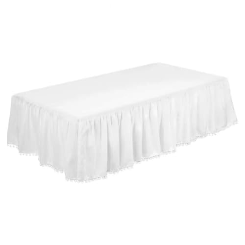 AYWTIUN Bettrock für Babybett Rufflled Bed Skirt with Tassel Children Crib Home Cover(White,Twin 100x190x38cm) von AYWTIUN