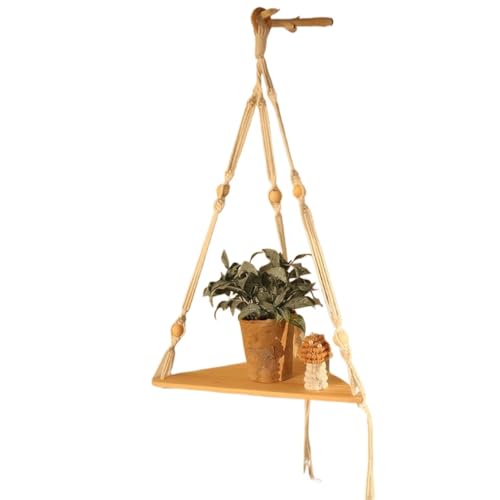 AYWTIUN Corner Shelf Macrame Wall Hanging Wood Floating Shelves Rustic Wall Shelf Decor Storage Rack for Plants Pots Photo Frames für Regale(Size1) von AYWTIUN