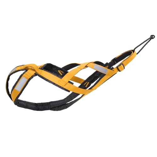 AYWTIUN Schlittenhundegeschirr Hundeschlittengeschirr Haustiergewicht Ziehen Schlittengeschirr Mushing X-Back Geschirr for große Hunde Husky Canicross Skijöring Scootering(Yellow,XL) von AYWTIUN