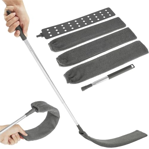 Ausziehbarer Staubwedel Gap-Staubreiniger, einziehbare Mikrofaser-Gap-Staubbürste, flexibel, lang, flach, Gap-Staubwedel for die Reinigung der Unterseite von Schlafsofas und Möbeln(Grey) von AYWTIUN