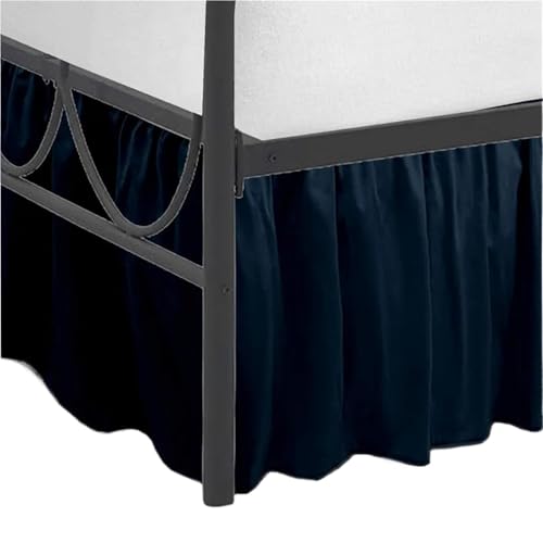 Bettrock für Babybett Twin-Size mit geteilten Ecken, dreiseitige Abdeckung, weiße Plattformbettdecke(Dark Blue,Twin 18Inch) von AYWTIUN