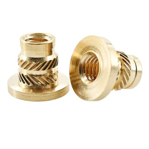 Einpressmuttern Kupfer-Gewinde-Muttereinsätze M2 M2,5 M3 M4 M5 M6 M8 Notebook 3D-Druck Flansch T-Muttern Rändelgewinde Heißschmelz-Heizeinsatzmuttern(100PCS,M4x5.6x6.3x7.1) von AYWTIUN