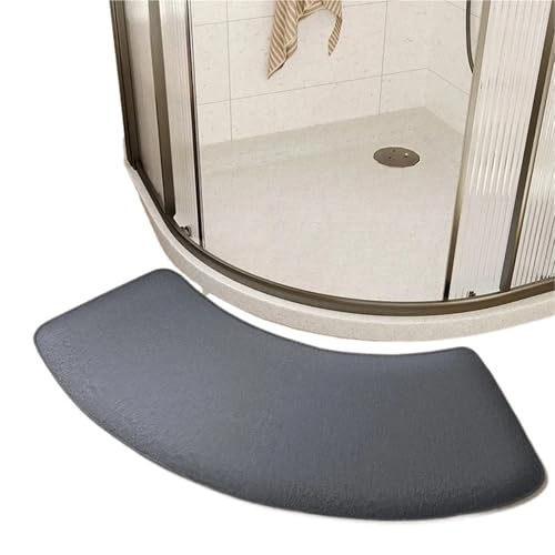 Geschwungene Duschmatte 1PC Badezimmer-Bodenmatte, gebogen, saugfähige Bodenmatten, WC-Dusch-Badematte(Grey,40x75cm 1PC) von AYWTIUN