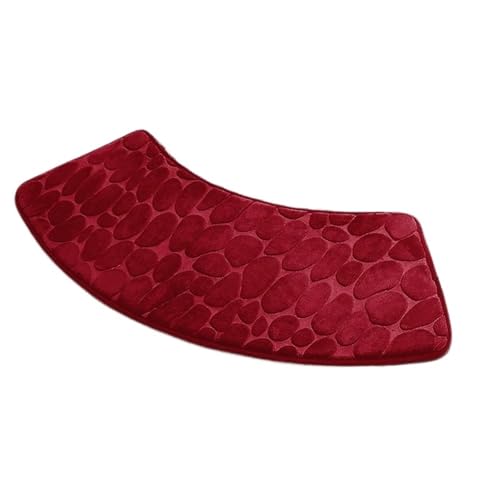 Geschwungene Duschmatte 1PC Gebogene Scalloped Matte Badezimmer Bodenmatte Saugfähige Toilette Dusche Badematten(Red,100x40cm) von AYWTIUN