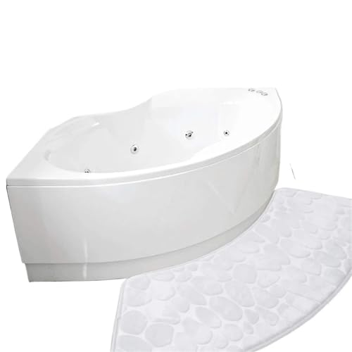 Geschwungene Duschmatte Gebogene, gewellte Matte, rutschfeste Badezimmer-Bodenmatte, WC-Dusche, Bad-Matte(White 60x100x30cm) von AYWTIUN
