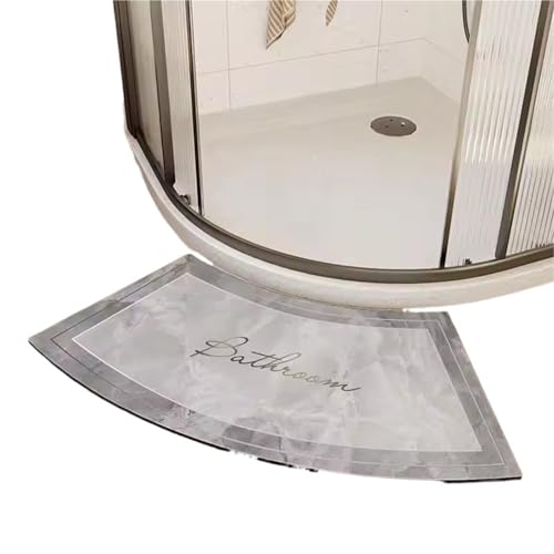 Geschwungene Duschmatte Gebogene Badezimmer-Bodenmatte Diatomeen-Schlamm-absorbierende Matte Fächerförmige rutschfeste Fußmatte(Color 2,40x75cm) von AYWTIUN
