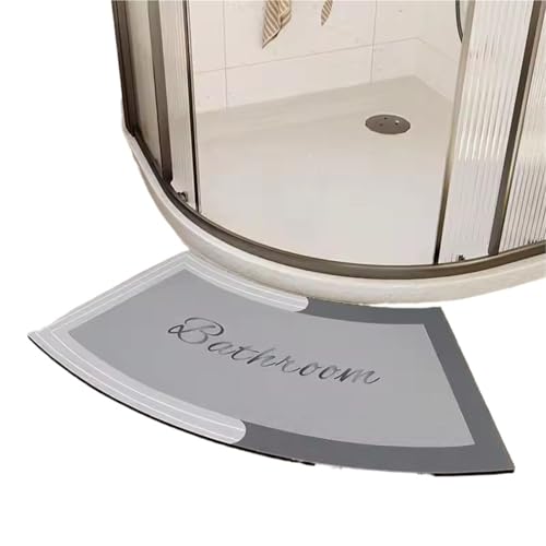 Geschwungene Duschmatte Gebogene Badezimmer-Bodenmatte Diatomeen-Schlamm-absorbierende Matte Fächerförmige rutschfeste Fußmatte(Color 3,45x100cm) von AYWTIUN