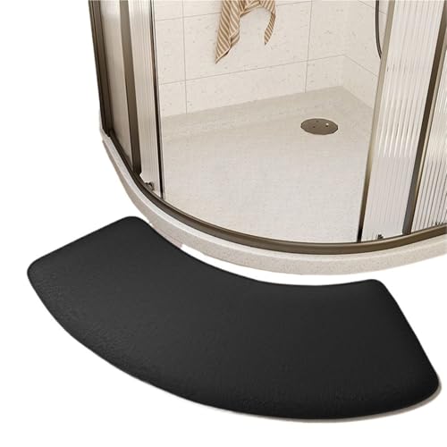 Geschwungene Duschmatte Gebogene Badezimmer-Fußmatte, Duschraum, saugfähige Matte, verdickte Toilette(Black) von AYWTIUN